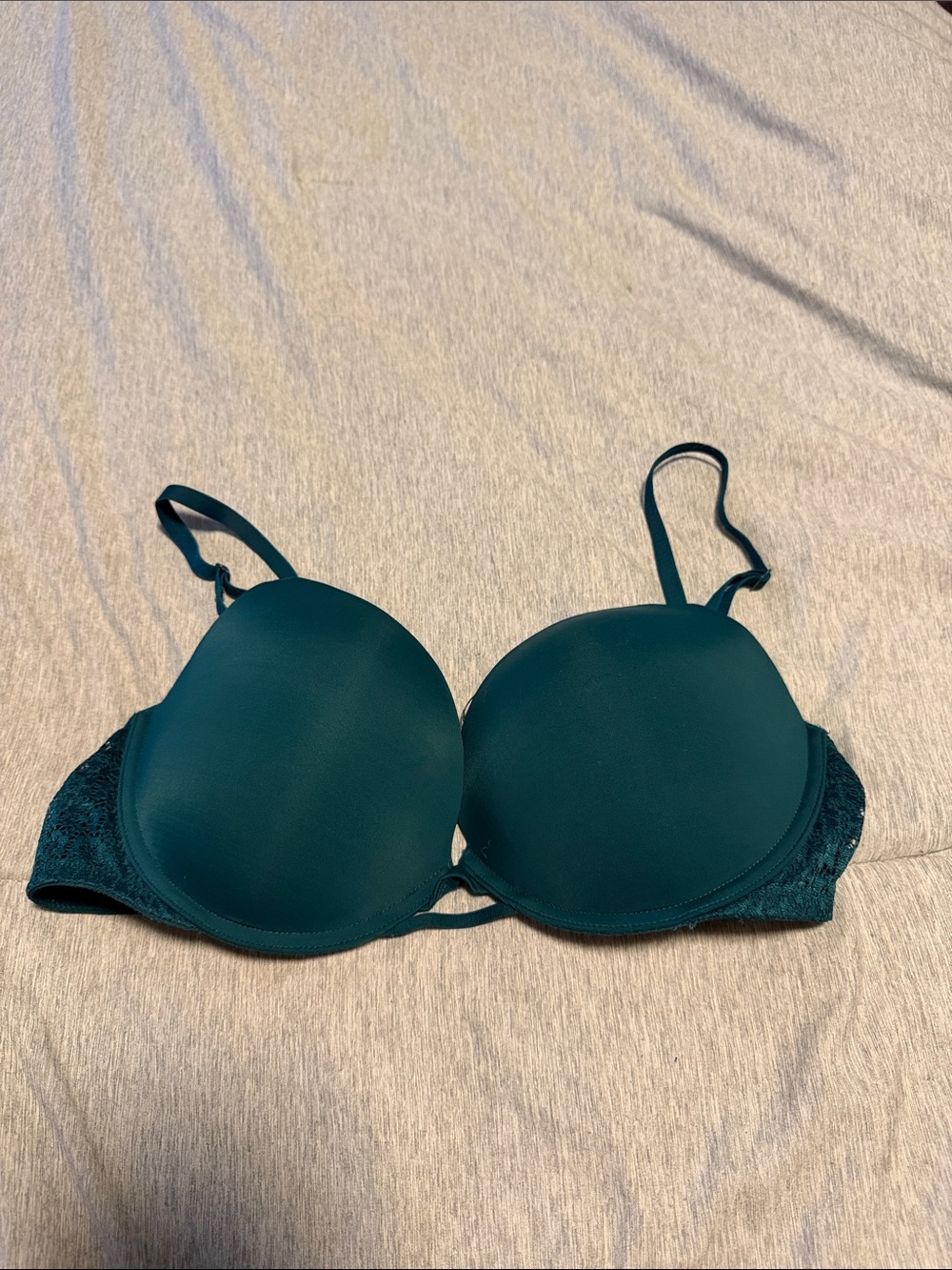 Victoria's Secret Teal Padded Lace-Side Bra